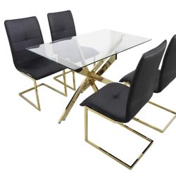 BLACK/GOLD DINING SET 