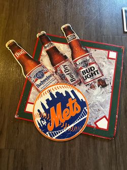 Vintage Budweiser Mets collab sign