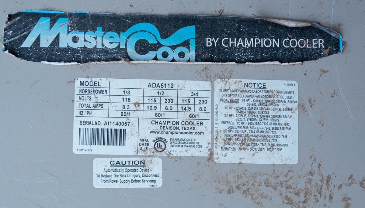 Mastercool ADA5112 5000 CFM Evap Cooler for Sale in PHOENIX, AZ OfferUp