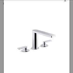 Kohler® 73081-4-CP Bath Tub Faucet, Composed®, 12 gpm, 8" Center, Polished Chrome, 2 Handles, Function: Traditional