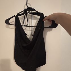 Black sparkly halter top