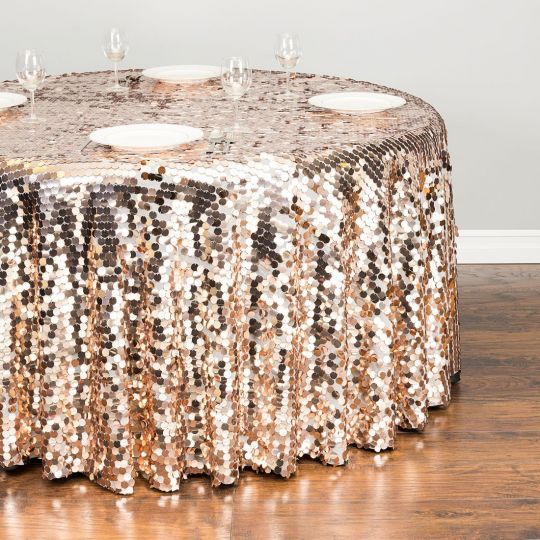 Blush Payette Sequin Tablecloth 120”