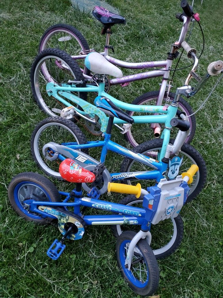 Several Kids Bikes