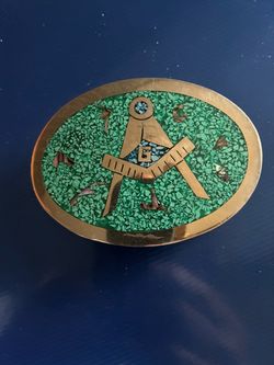 Vintage Masonic silver belt buckle