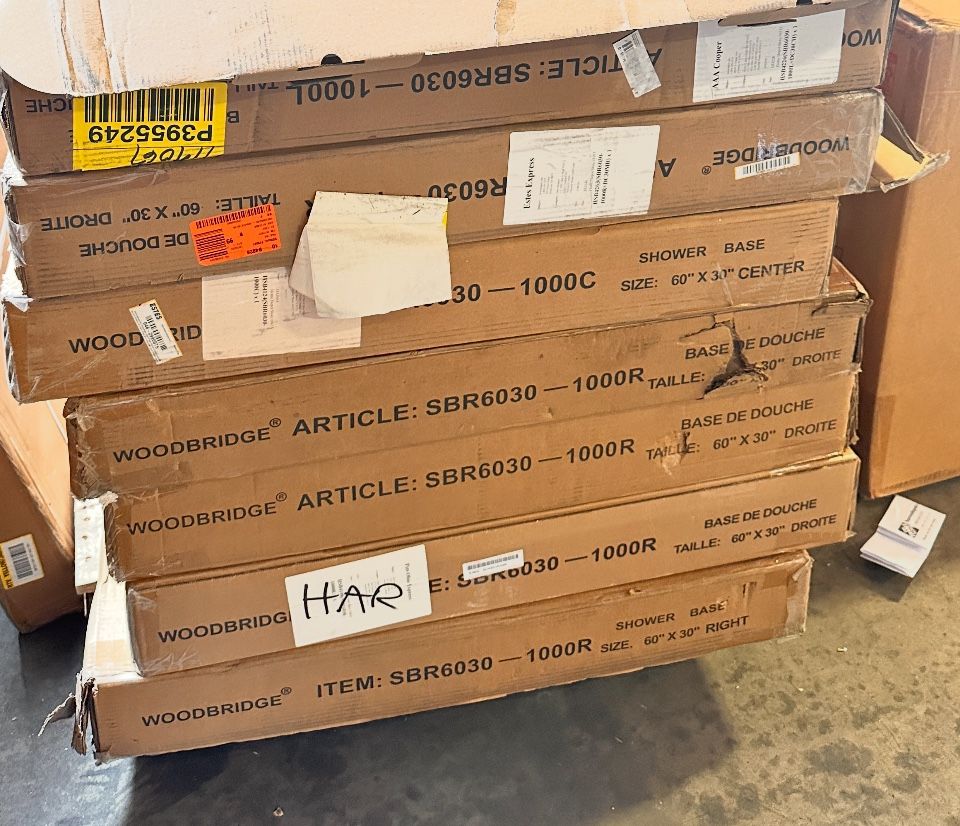 SBR6030 1000R Solid Surface Shower Base with Recessed Trench Side Including Stainless Steel Linear Cover, 60