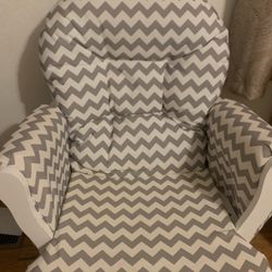Nursery Glider with Ottoman, Upholstered Comfort Glider Rocker with Padded Cushion, Storage Pocket, Solid Wood Base, Rocking Chair