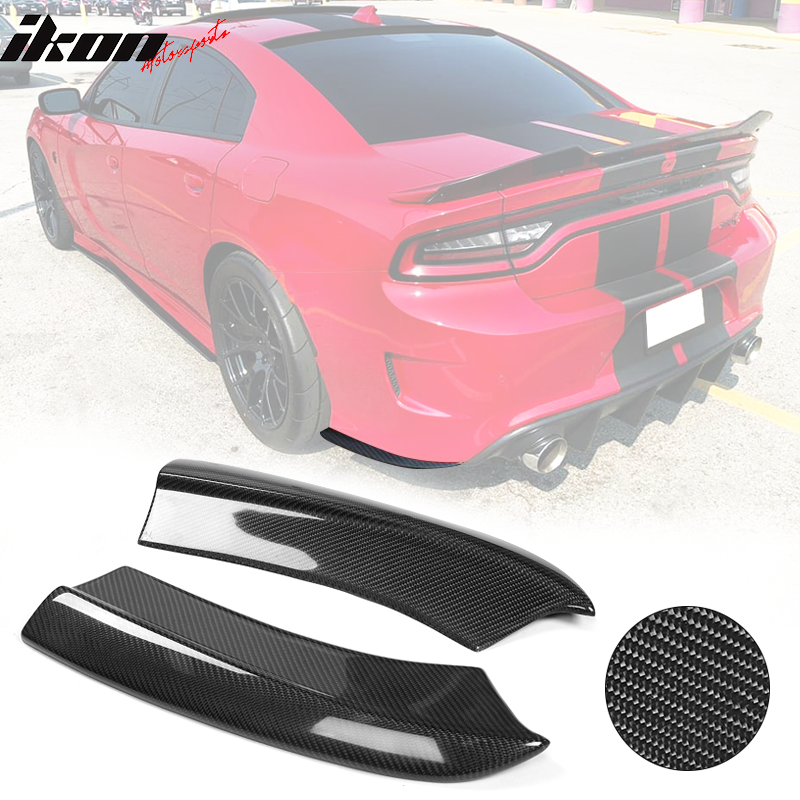 Fits 2015-2023 Dodge Charger SRT Style 2PCS Rear Bumper Aprons Spat Carbon Fiber CF