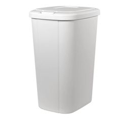 Hefty 13.3 Gallon Trash Can, Plastic Touch Top Kitchen Trash Can, White