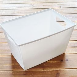WHITE PLASTIC STORAGE BIN