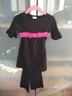 2pc Toddler Girls Black w/ Pink Bow 18 months