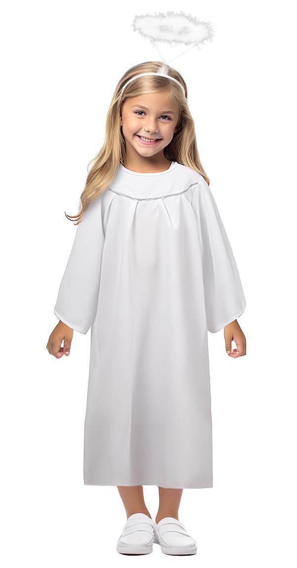 HOMELEX Kids Angel Costume With Halo Christmas Church Robes Angel Dress For Girl