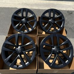 21” TESLA MODEL S Original Rims Arachnid Plaid Stagger In New Satin Black Powder Coat