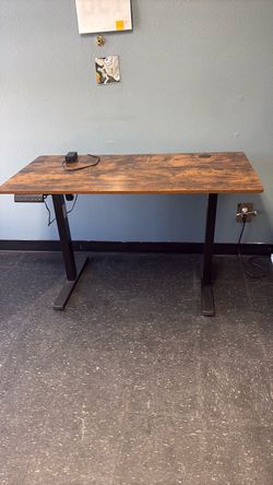 Electric Standing Desk with Rustic Wood Top