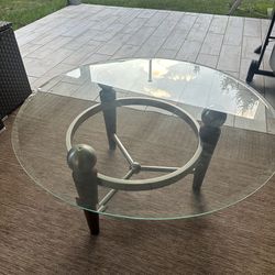 Wood and glass coffee table