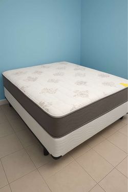 New full mattress and box spring 2 pc bed frame is not included