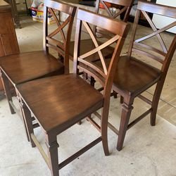 (4) Tall SOLID WOOD 24” Seat Height Chairs 