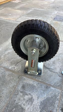 8” Pneumatic swivel caster (1) and 8” fixed caster (1)