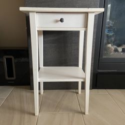 White Rustic Wood Side Table