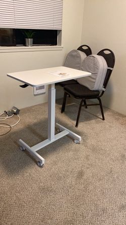 A Set of 2 Types of Mobile Height-Adjustable Standing Desk