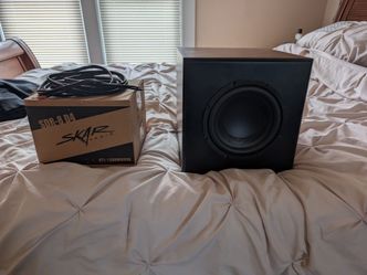 Skar Audio and Dayton Audio 8 inch sealed subwoofer.