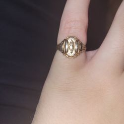Vintage 1954 Jostens Solid 10K Yellow Gold Class Ring (Art Deco Style)