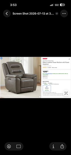 Gilman Creek Mason Leather Power Recliner  💺 Gilman Creek Genuine Leather Power Recliner – Excellent Condition
