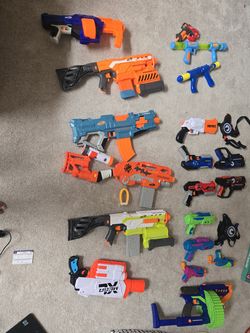 Nerf guns and laser tag guns. 20