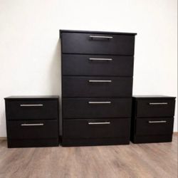 Chest And 2 Nightstands  - Gavetero Y 2 Mesitas De Noche 