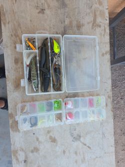 Fishing Lure Lot with Tackle Boxes