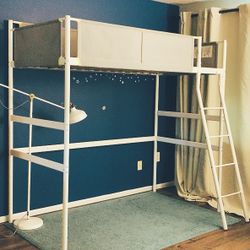IKEA Loft bed frame, white/light gray, Twin
