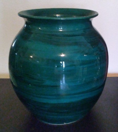 Large Glazed Vase / Flower Pot - Measures 1O"L X 7" Well Rim Diameter