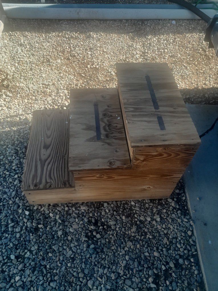 Custom Three Raw Wooden Step Case
