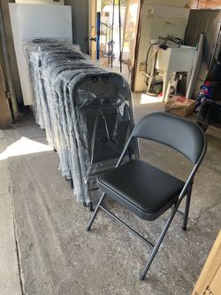 Black Vinyl Padded Folding Chairs – Multiple Available ( New)