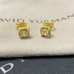  Gold Tone Pave Bezel Stud Earrings 
