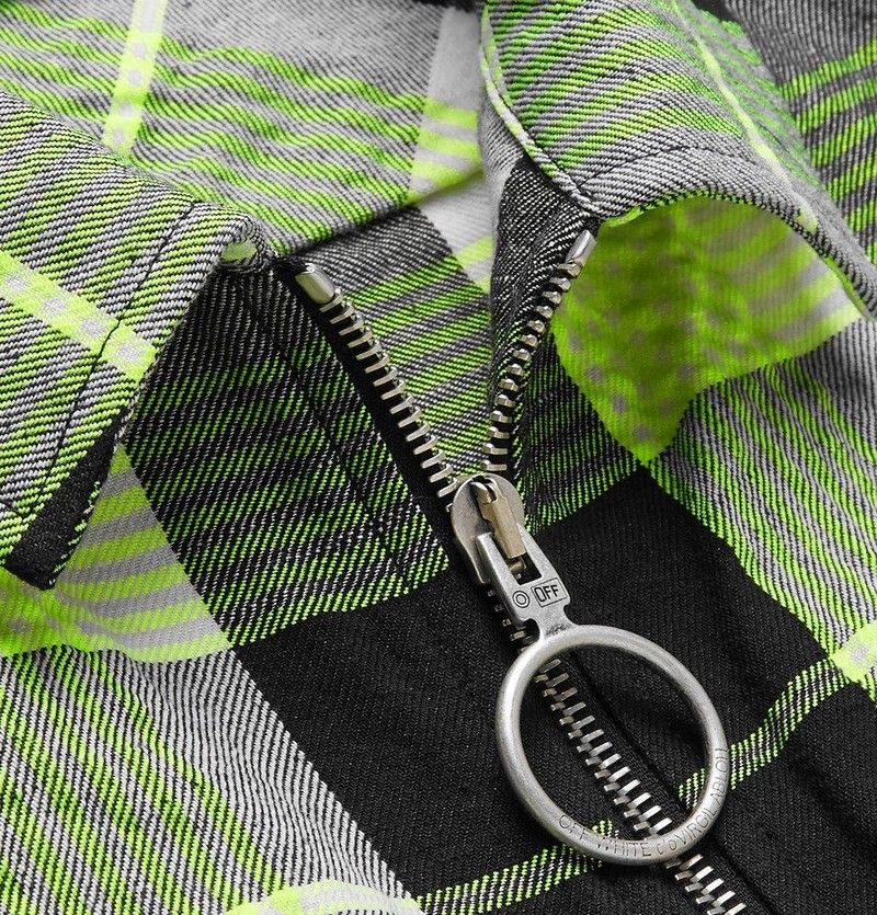 Off-White - Printed Checked Twill Zip-Up Shirt Jacket