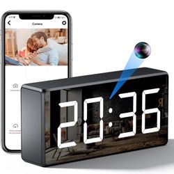 Hidden Camera Clock WiFi Spy Camera Covert Nanny Video Recorder Mini 4K Wireless Nanny Cam Indoor Home Office Security Night Vision Motion Detection