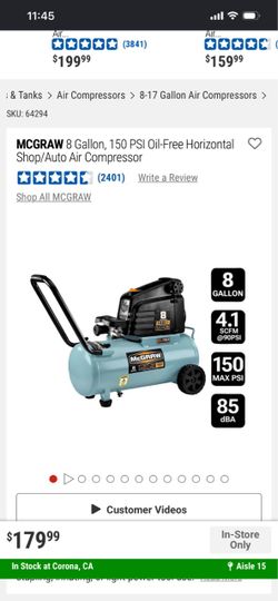 McGraw 8 Gallon 150 PSI Air Compressor