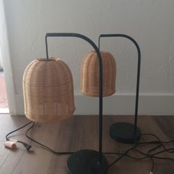2  Hand Made Wicker Lampshades 