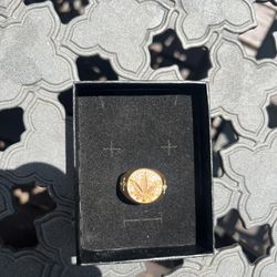 Pot Plant THC Gold Diamond Cross Ring 