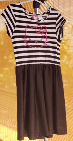 Girls Size: S (6/6X) Black & White stripe Hello Kitty dress