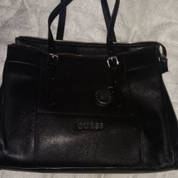 Black Leather Large Guess Purse