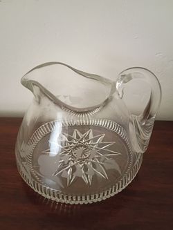 Antique Roughly 1885 to 1910 Glass Milk Pitcher Early American Pattern Glass