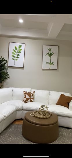 4 Piece White leather Sofa