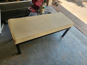 Upholstered Bench with Dark Wood Frame