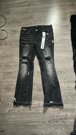 Purple flared jeans