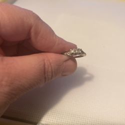 Women White Gold Diamond Ring Size 7 