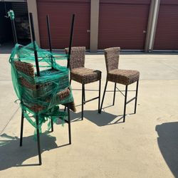 Wicker Bar Stools - Set Of 4
