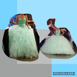 Seafoam green quinceañera dress