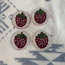 Strawberry Beaded Coasters