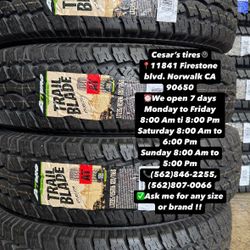 LT235/85R16 ATURO AT A SET OF FOUR NEW TIRES, INCLUDES MOUNTING AND BALANCING WITH WARRANTY, ASK  ME FOR ANY SIZE OR BRAND, WE HAVE THE BEST PRICES!!